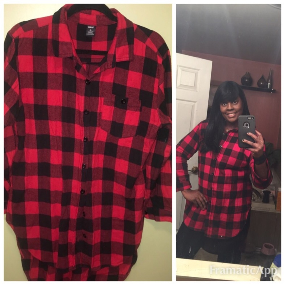 Redfox Red and Black Button up Shirt Sz L